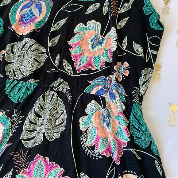 Cynthia Rowley Black And Multicolor Floral Palm Tropical Print Halter Midi Dress - Picture 9 of 16